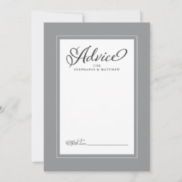 Cartão De Conselho Desejos de Recém-Casados de Casamento Elegante Bor