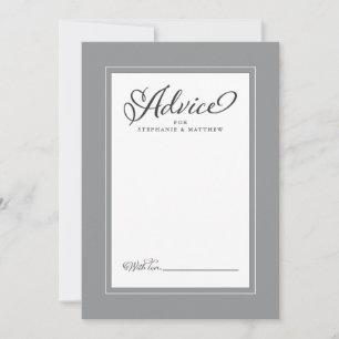 Cartão De Conselho Desejos de Recém-Casados de Casamento Elegante Bor