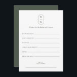 Cartão De Conselho Desejos Mínimos De Casamento Monograma Para Noiva<br><div class="desc">O Casamento Verde Mínimo Do Monograma Moss Deseja Um Cartão De Conselheiro De Noiva E De Noite. Personalize o texto personalizado acima. Você pode encontrar itens de coordenação adicionais na nossa coleção "Monograma Minimalista Sage Green & Moss Green Wedding". ***POR FAVOR, NOTA: TODA A PALAVRA, TEXTO E COR DE FUNDO...</div>