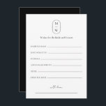 Cartão De Conselho Desejos Mínimos De Casamento Monograma Para Noiva<br><div class="desc">O Casamento Monograma Mínimo Deseja Um Cartão De Aconselhamento De Noiva E De Noite. Personalize o texto personalizado acima. Você pode encontrar itens de coordenação adicionais em nossa coleção "Monograma preto e branco minimalista". ***POR FAVOR, NOTA: TODA A PALAVRA, TEXTO E COR DE FUNDO É EDITÁVEL. Você pode alterar todas...</div>