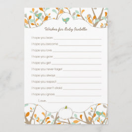 Cartão De Conselho Desejos personalizados de chá de fraldas de abóbor