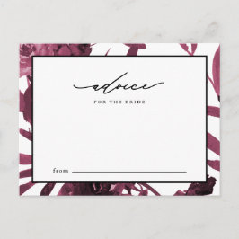 Cartão De Conselho Dicas Botânicas Burgundy Elegantes para a Noiva