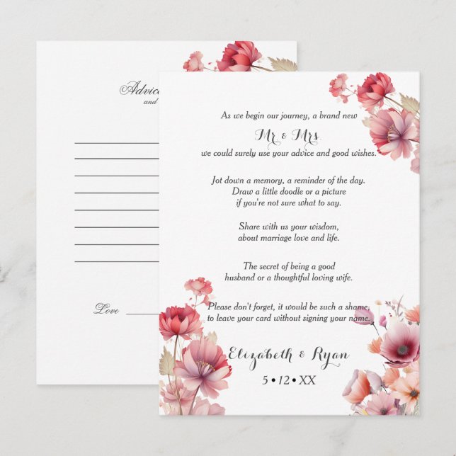 Cartão De Conselho Dicas de casamento Peach Fuzz Desejos  (Frente/Verso)