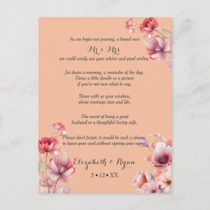 Cartão De Conselho Dicas de casamento Peach Fuzz Desejos bem-vindos 