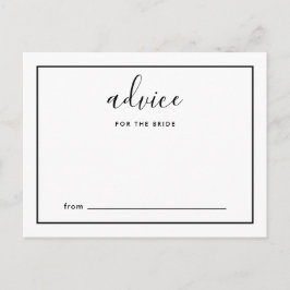 Cartão De Conselho Dicas de Roteiro Moderno para a Noiva Preto e Bran
