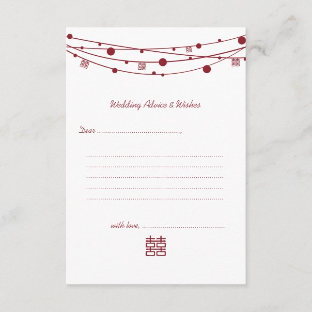 Cartão De Conselho Dupla Felicidade Lanternas Conselhos de Casamento (Frente)