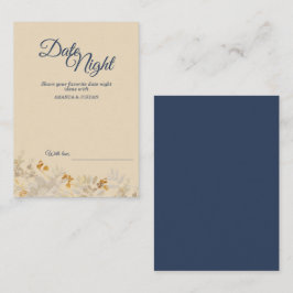 Cartão De Conselho Dusty Blue Autumn Boho Date Night Advice Card