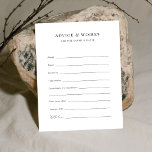 Cartão de Conselho e Desejos de Noivado com Mensag<br><div class="desc">Esses cartões de conselho de noivado personalizados são uma adição perfeita para a sua celebração. Os convidados podem oferecer conselhos sinceros para os noivos ou compartilhar seus melhores votos de casamento. Ideais para coletar notas memoráveis em um chá de noiva ou casamento, esses cartões são um presente significativo para os...</div>