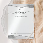 Cartão De Conselho Elegant Agate Gray Silver Wedding<br><div class="desc">This elegant design features top and bottom borders of gray and white watercolor agate trimmed with silver faux glitter. The word "advice" appears in handwriting calligraphy script with flourishes at the beginning and end. Personalize with the names of the newlyweds in charcoal gray copperplate font. A line at the bottom...</div>