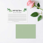 Cartão De Conselho Elegante Eucalyptus Date Ideias Chá de panela<br><div class="desc">Chá de panela data ideias cartão noturno com elegante eucalipto design</div>