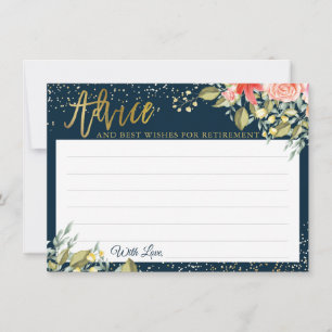 Cartão De Conselho Floral Azul Dourado Elegante Flor