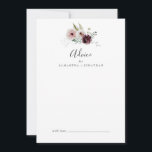 Cartão De Conselho Floral Romance Wedding<br><div class="desc">Este cartão de noivado de romance floral é perfeito para um casamento elegante e pode ser usado para qualquer evento. A moderna design do bico rústico apresenta flores românticas a aquarela em tons macios de burgundy, mauve, rosa-pincel e branco-creme com folhas verdes. Esses cartões de aviso podem ser usados como...</div>
