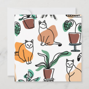 Cartão De Conselho Gatos e flores para desenho de linhagens