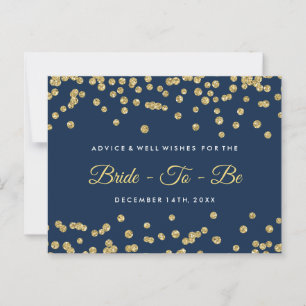 Cartão De Conselho Glitter Glitter Confetti, Marinho de Faux Dourado,