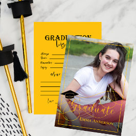 Cartão De Conselho Graduação de Foto formando Preto e Amarelo 2025