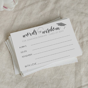 Cartão De Conselho Gray Graduation Words of Wisdom Advice Graduate