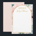 Cartão De Conselho Jardim Floral Elegante Blush | Pastel Wedding<br><div class="desc">Este elegante jardim floral | cartão de conselho de casamento pastel é perfeito para o seu casamento botânico primavera cor-de-rosa. Design apresenta uma estrutura de folha de ouro acompanhada por um simples rosa de champanhe de pêssego, um eucalipto verde de sábio minimalista e um girassol de papoila neutro e único...</div>