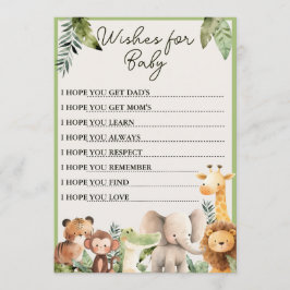 Cartão De Conselho Jogo de Desejos de Bebê Animal Selvagem