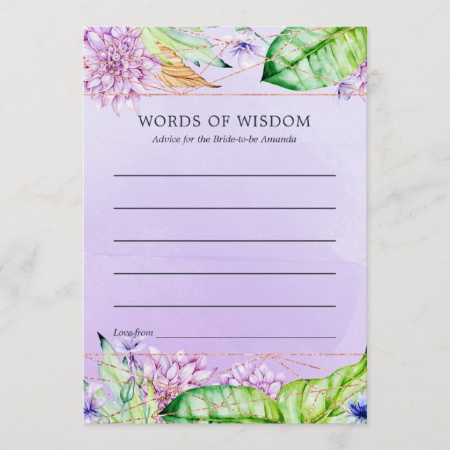 Cartão De Conselho Lavanda e Chá de panela geométrico Dourado (Frente)