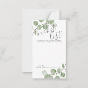 Cartão De Conselho Lista de Baldes Casados Eucalyptus Watercolor