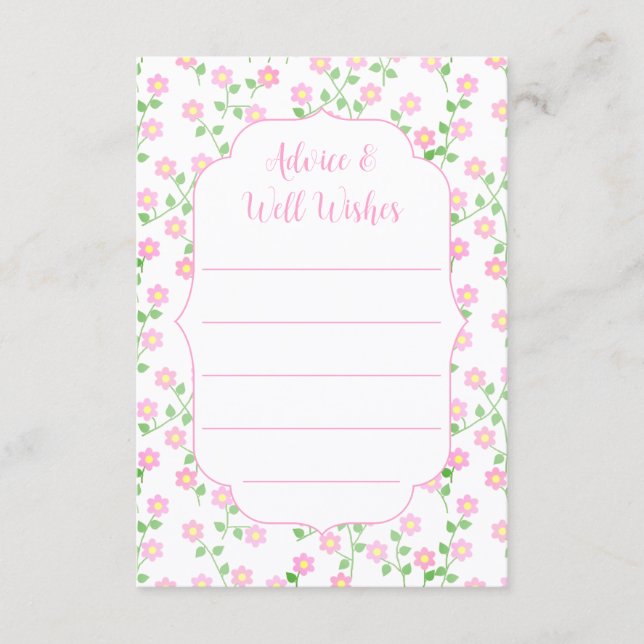 Cartão De Conselho Love Is In Bloom Pink Floral Bridal Shower (Frente)