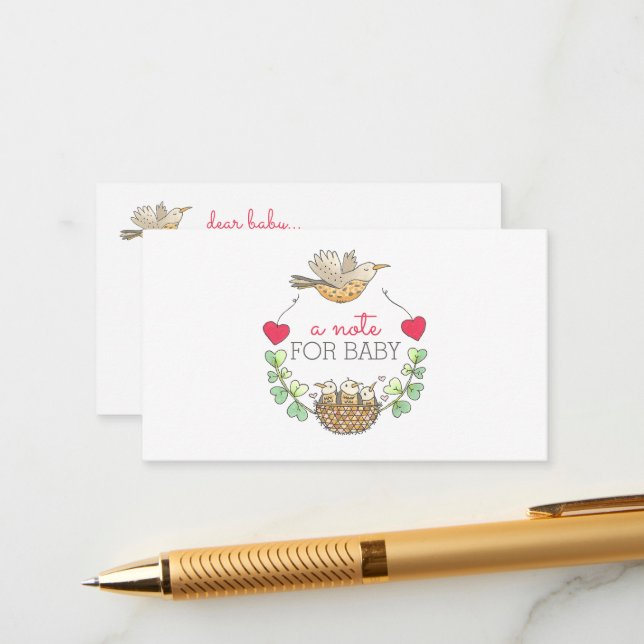 Cartão De Conselho Mama Bird voando sobre Nest Notes para o Chá de fr (Frente/Verso In Situ)