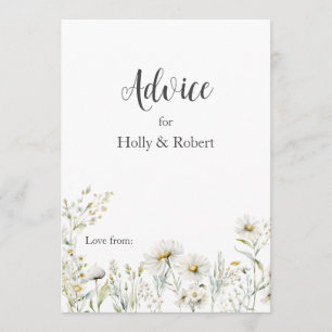 Cartão De Conselho Margarida Selvagem Kraft Floral Casamento 