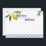 Cartão De Conselho Marinho Blue & Lemons Advice para a futura Noiva<br><div class="desc">Marinho Blue & Lemons Advice para a futura Noiva</div>