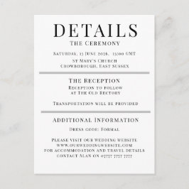 Cartão De Conselho Minimalist Wedding Details Card | Elegant Editable