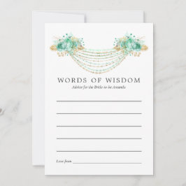 Cartão De Conselho Mint e Dourada Corda Floral Luzes Bridais
