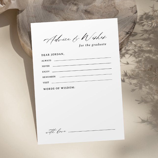 Cartão De Conselho Modern Calligraphy Graduation advice & wishes (Modern Calligraphy Graduation advice & wishes Card)