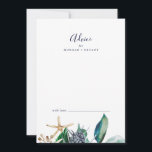 Cartão De Conselho Náutico Moderno | Greenery Wedding<br><div class="desc">Este moderno cartão de conselho náutico de casamento verde é perfeito para um casamento de cruzeiro ou praia e pode ser usado para qualquer evento. A design botânica apresenta lindas folhas verdes com sotaques de marinho e estrelas-do-mar douradas, dando-lhe uma vibração da praia. Esses cartões de aviso podem ser usados...</div>