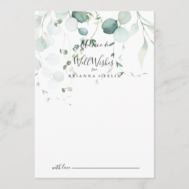 Cartão De Conselho O Casamento Verde Eucalyptus Leaf Bem Deseja (Frente)