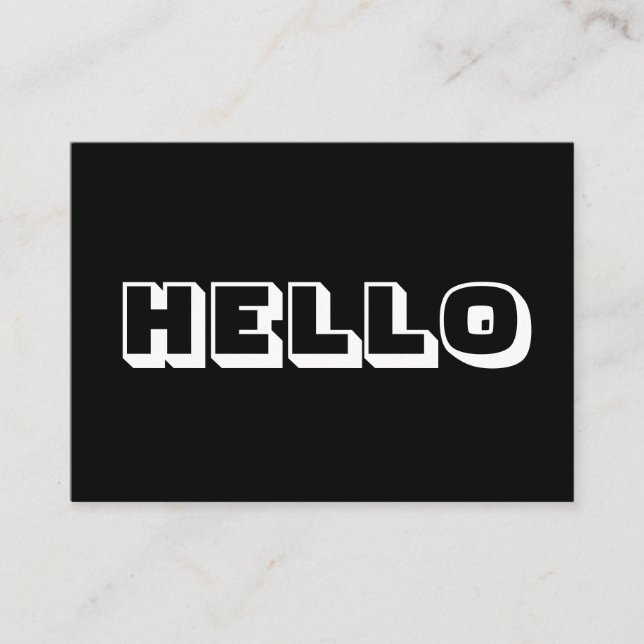 Cartão De Conselho Olá, carta branca preta (Frente)