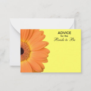 Cartão De Conselho Orange & Yellow Gerber Daisy Advice for the Bride