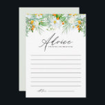 Cartão De Conselho Orquídeas brancas e Chá de panela tropical Kumquat<br><div class="desc">Peça aos hóspedes que deixem os seus conselhos e desejos à noiva com este cartão de chá de panela floral. Apresenta a terra floral de aquarelas brancas, verde e kumquats. Este conselho floral tropical para a noiva é perfeito para os chás de panela de verão. Personalize adicionando seus próprios textos....</div>