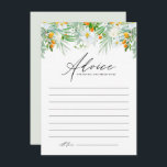 Cartão De Conselho Orquídeas brancas e Chá de panela tropical Kumquat<br><div class="desc">Peça aos hóspedes que deixem os seus conselhos e desejos à noiva com este cartão de chá de panela floral. Apresenta a terra floral de aquarelas brancas, verde e kumquats. Este conselho floral tropical para a noiva é perfeito para os chás de panela de verão. Personalize adicionando seus próprios textos....</div>