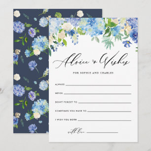 Cartão De Conselho Os Hydrangeas azuis da aguarela que Wedding bem