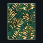 Cartão De Conselho Padrão contínuo com samambaias douradas<br><div class="desc">Padrão contínuo de ouro,  joias,  ramos e folhas de samambaia brilhantes em um fundo verde texturizado de floresta. Samambaia dourada.</div>
