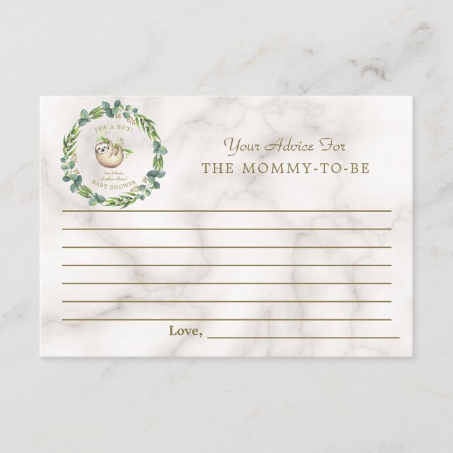 Cartão De Conselho Pais de Chá de fraldas Eucalyptus de Lama Bonita (Frente)