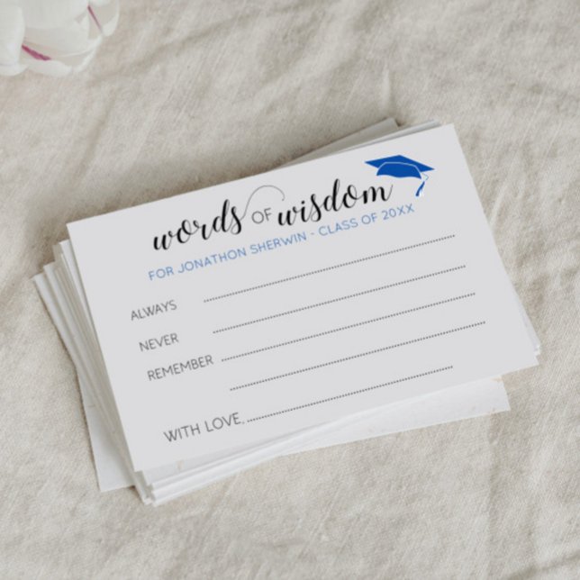 Cartão De Conselho Palavras Azuis de Consciência para o Formando (Criador carregado)