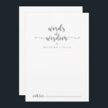 Cartão De Conselho Palavras de Casamento da Caligrafia Silver de Sabe<br><div class="desc">Esta caligrafia de prata, palavras de casamento de sabedoria é perfeita para um casamento rústico. O design simples e elegante apresenta tipografia de script clássico e rico em prata. Estas cartas são perfeitas para um casamento, chá de panela, chá de fraldas, festa de formatura e muito mais. Personalize as cartas...</div>