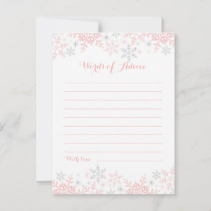 Cartão De Conselho Palavras de Chá de fraldas de Floco de Neve