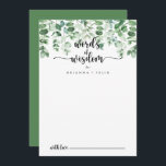 Cartão De Conselho Palavras Mínimas de Sabedoria de Casamento Eucalyp<br><div class="desc">Este minimalista eucalipto de palavras de casamento de sabedoria é perfeito para um casamento rústico. A design apresenta um eucalipto verde, pintado manualmente, com aquarela, inspiradora beleza natural. Estas cartas são perfeitas para um casamento, chá de panela, chá de fraldas, festa de formatura e muito mais. Personalize as cartas com...</div>