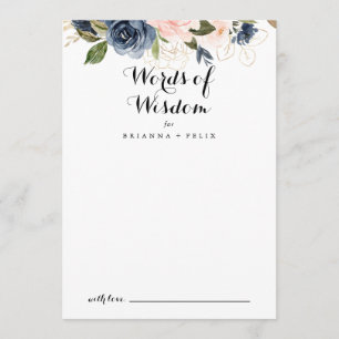 Cartão De Conselho Palavras sobre Casamento Floral do Elegante Winter