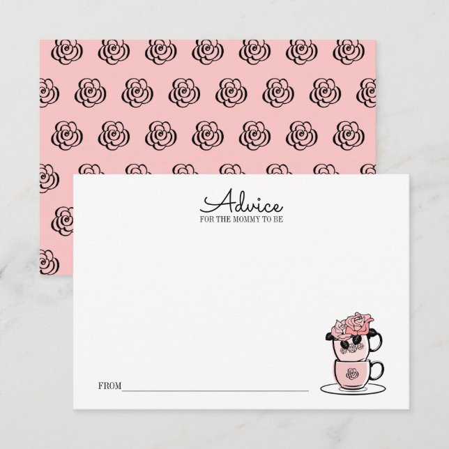 Cartão de Conselho para a Mamãe no Chá de Bebê Tea (Frente/Verso)