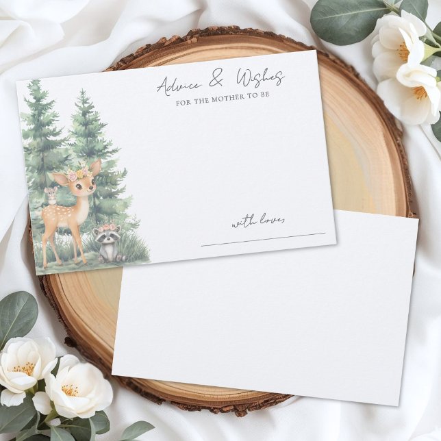 Cartão de Conselho para Chá de Bebê Boho Florestal (Woodland Boho Baby Shower Advice Card)
