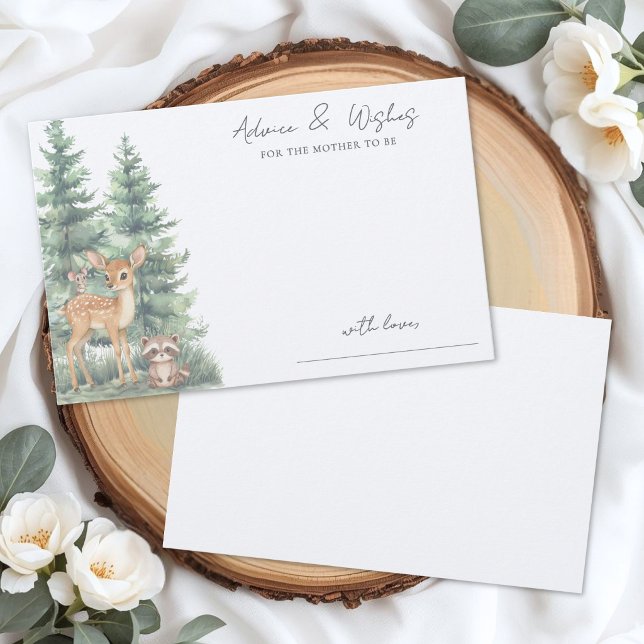 Cartão de Conselho para Chá de Bebê de Aventura na (Woodland Adventure Baby Shower Advice Card)