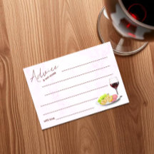 Cartão de Conselho para Chá de Noiva de Vinho e Ch