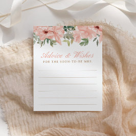 Cartão de Conselho para Chá de Noiva Floral Rosa